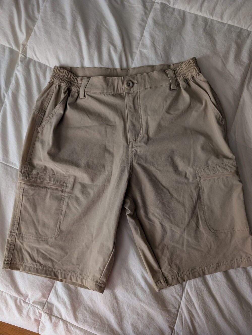 Willit Mens Size M Khaki Tan Nylon Stretch Hiking Performance Cargo Shorts